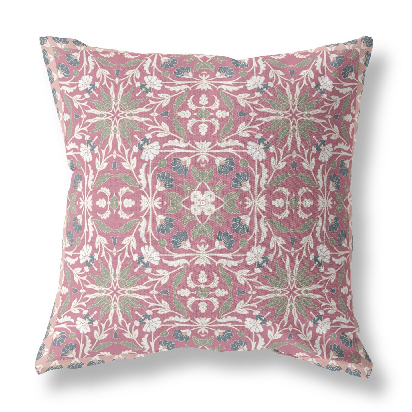 28 Magenta White Paisley Indoor Outdoor Throw Pillow