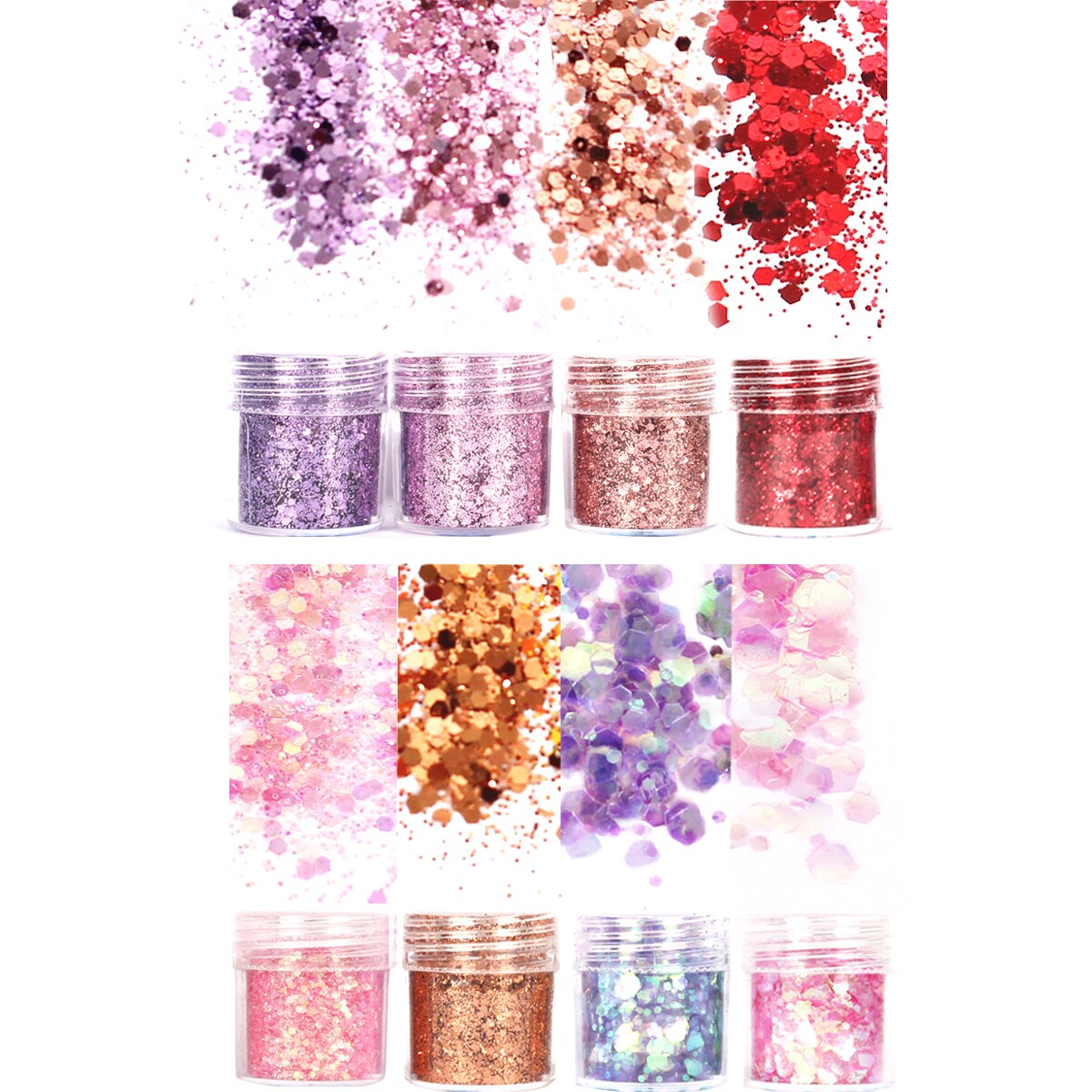 Wrapables Chunky Glitter for Hair Face Makeup Nail Art Decoration (8 Colors)