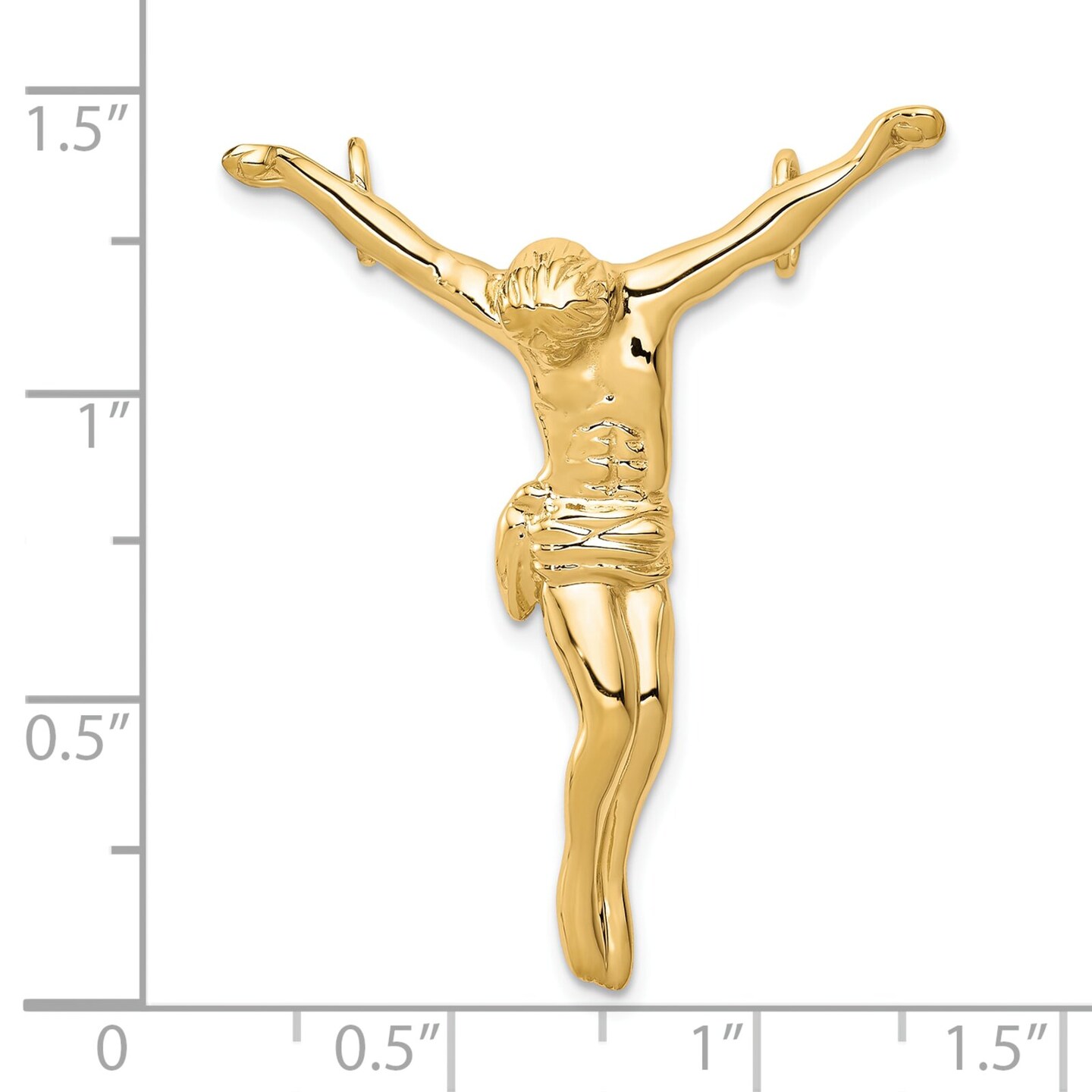 14K Gold Crucified Jesus Christ Charm Faith Jewelry 30mm x 37mm