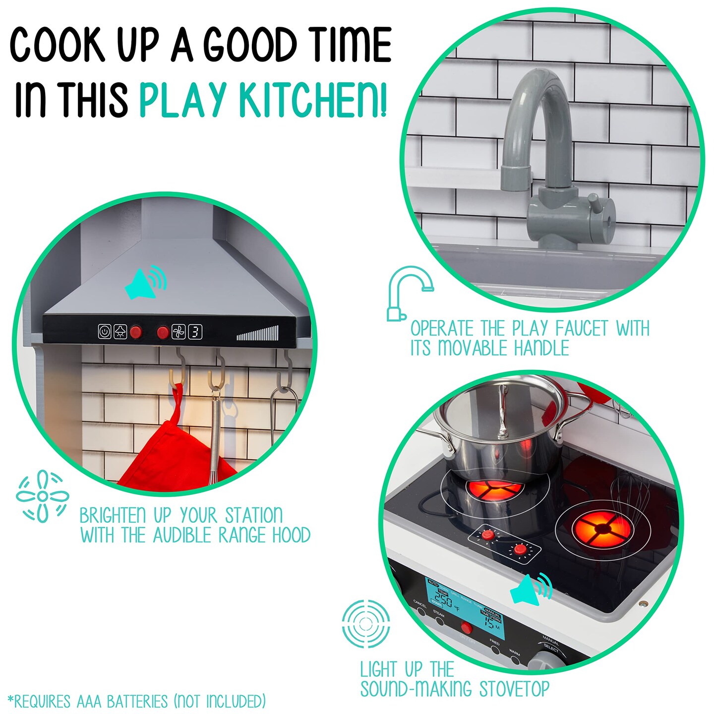 Lil&#x2019; Jumbl kitchen set for kids Interactive Kitchen Pretend Wooden Play Kitchen