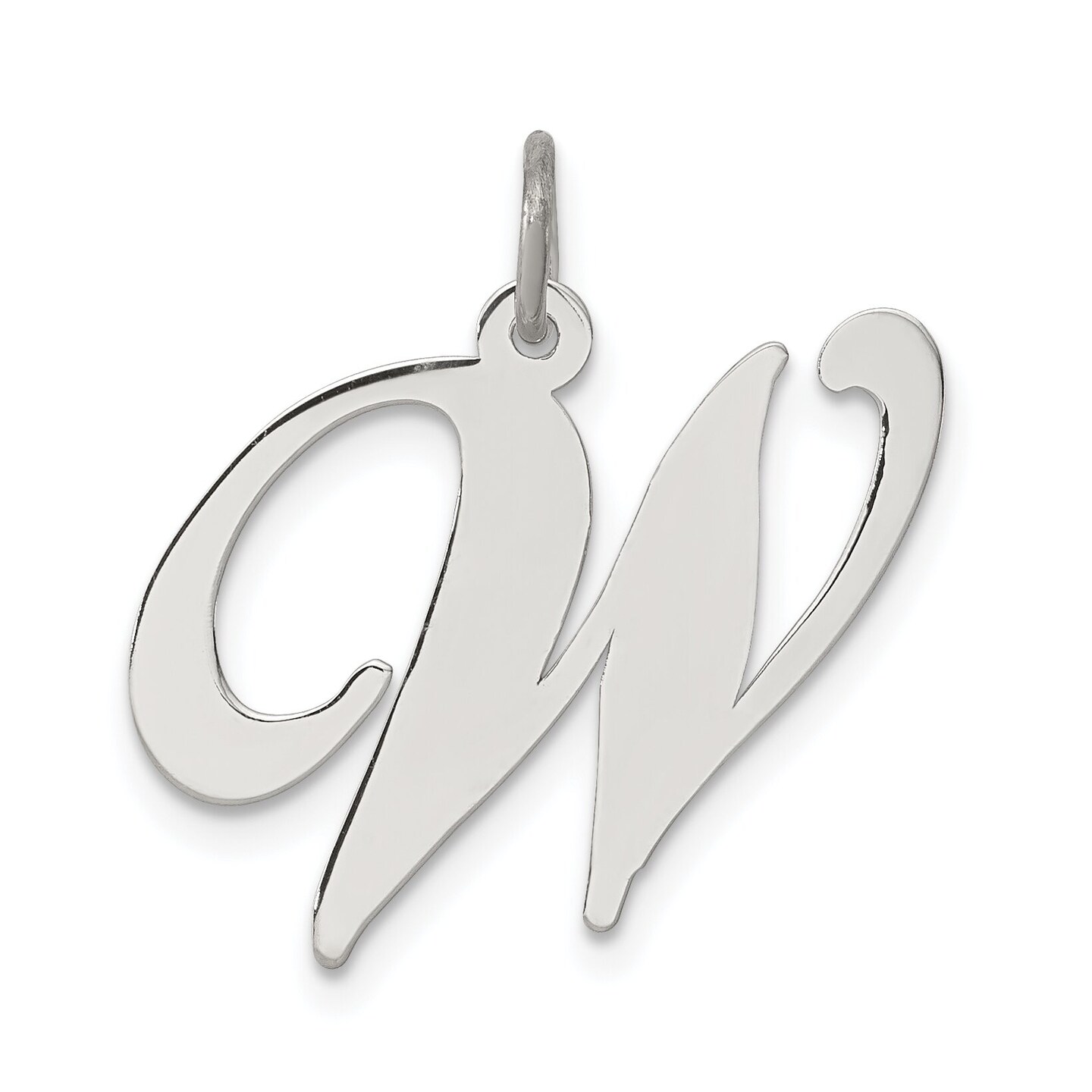 Sterling Silver Large Script Initial Letter W Charm Jewerly 21mm x 17mm