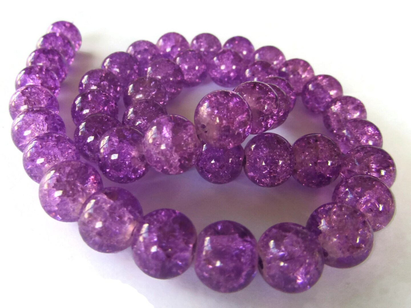 10mm Purple Glass Crackle Glass Round Beads
