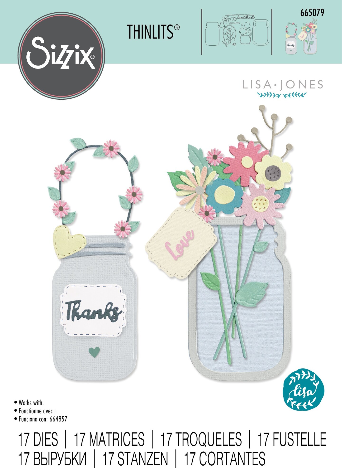 Sizzix Thinlits Dies By Lisa Jones 17/Pkg-Jar Of Flowers