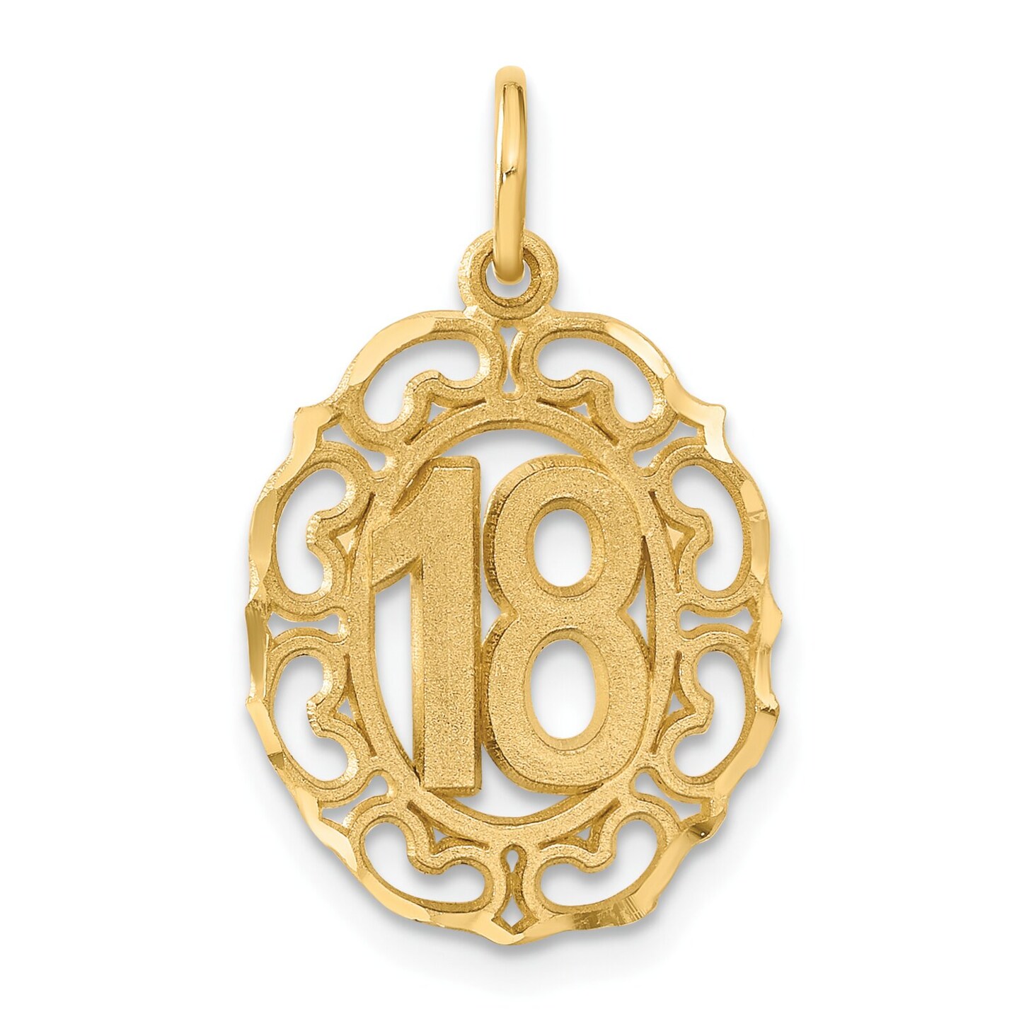 14K Yellow Gold 18 in Oval Charm Birthday Pendant Jewerly 25mm x 14mm