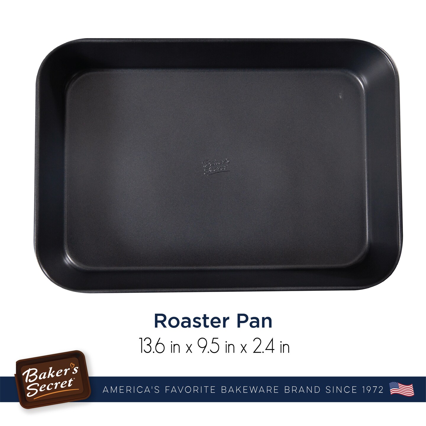 Baker&#x27;s Secret Nonstick Roaster Pan 15&#x22; x 9&#x22; Curved Corners, 0.9mmm Thick Carbon Steel Oven Roasting Pan 2 Layers Food-Grade Coating, Non-stick Pan, Cookware Accessories - Advanced Collection