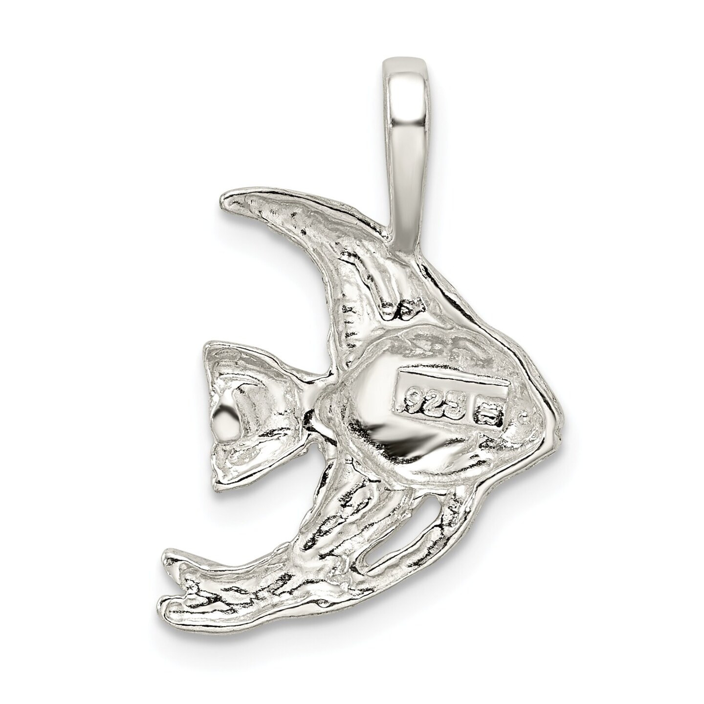 Sterling Silver Angelfish Charm Pendant Jewelry 24mm x 16mm