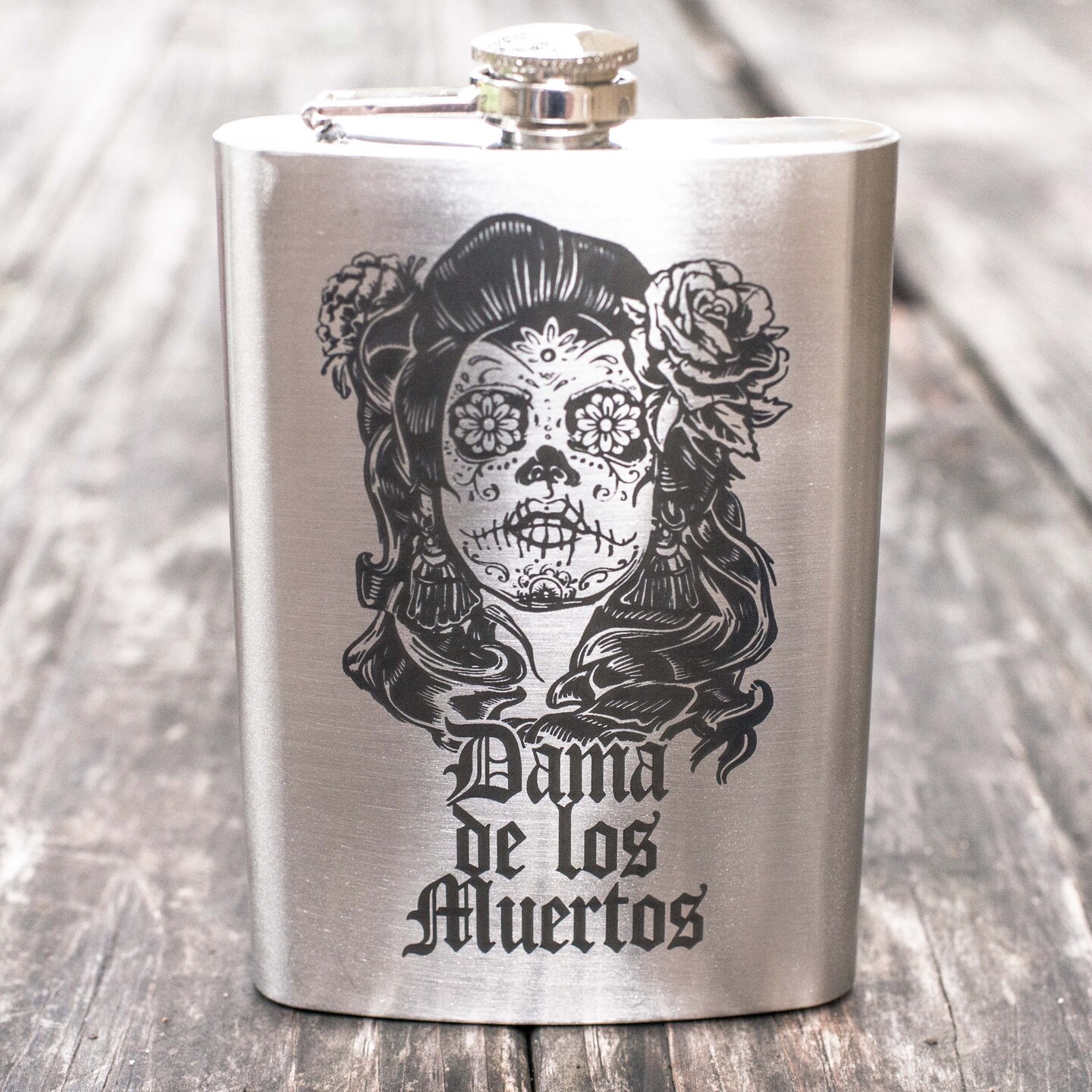 8oz Dama De Los Muertos Stainless Steel Flask 8oz Dama De Los Muertos Stainless Steel Flask