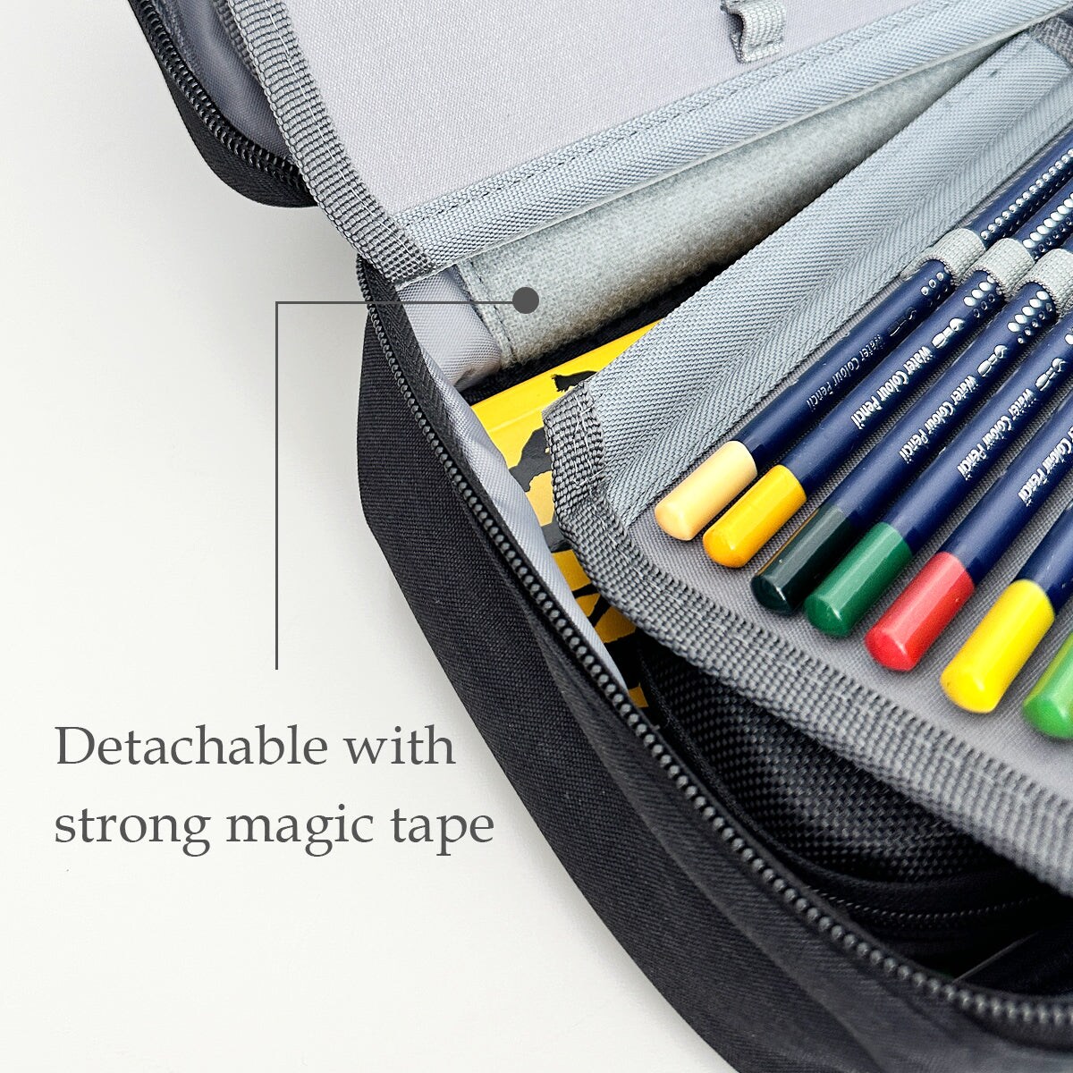 Wrapables Large Capacity 72 Slot Pencil Case for Colored Pencils, Stationery Pouch, Black