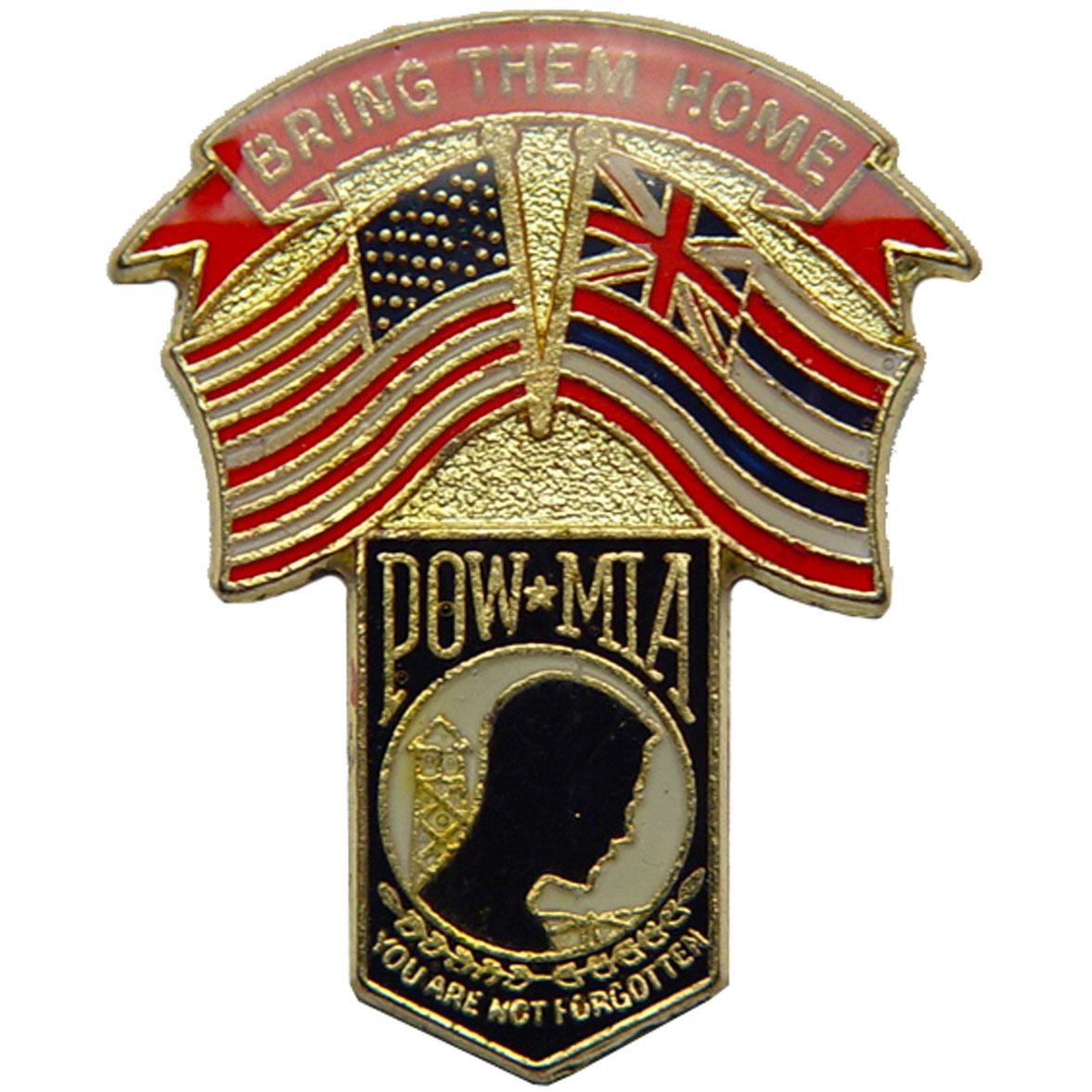American POW &#x26; Hawaii Flags Pin 1 1/4&#x22;