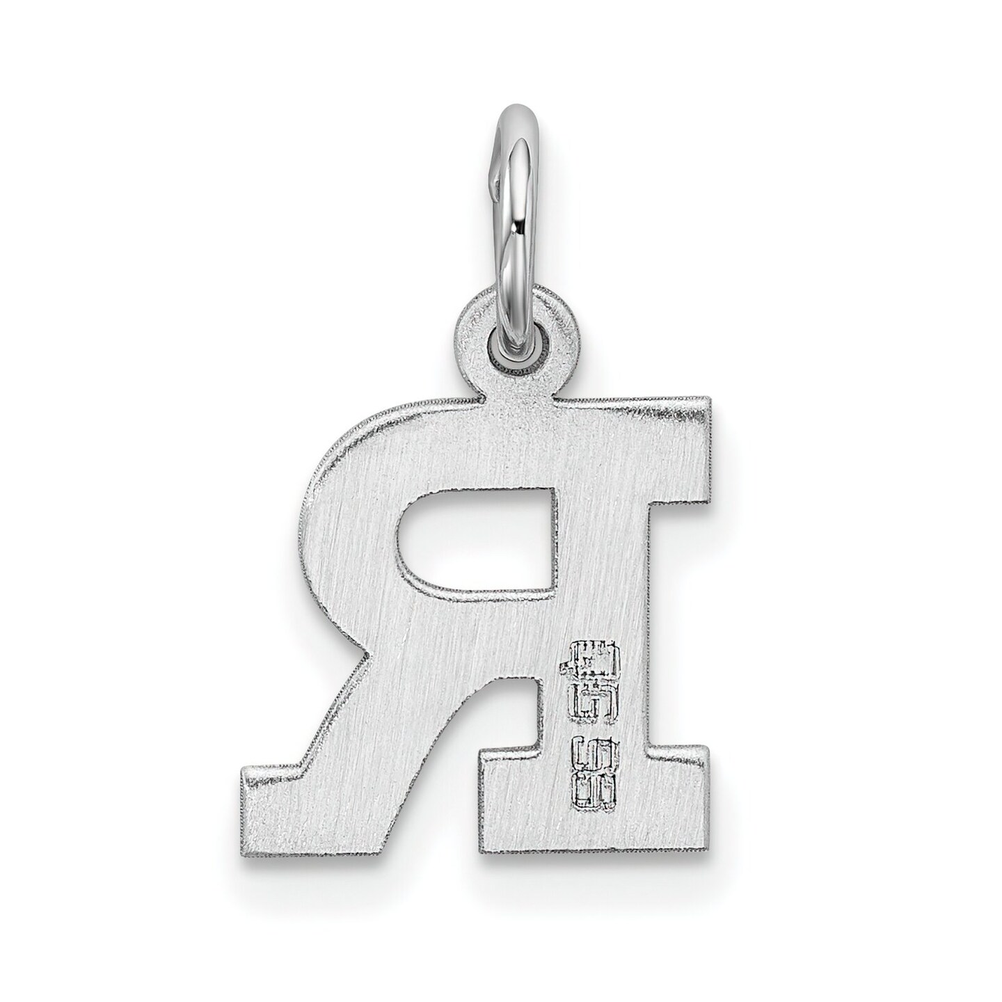 Sterling Silver Small Block Initial Letter R Charm Jewerly 16mm x 10mm