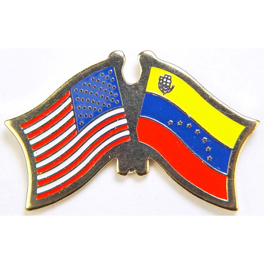 American &#x26; Venezuela Flags Pin 1&#x22;