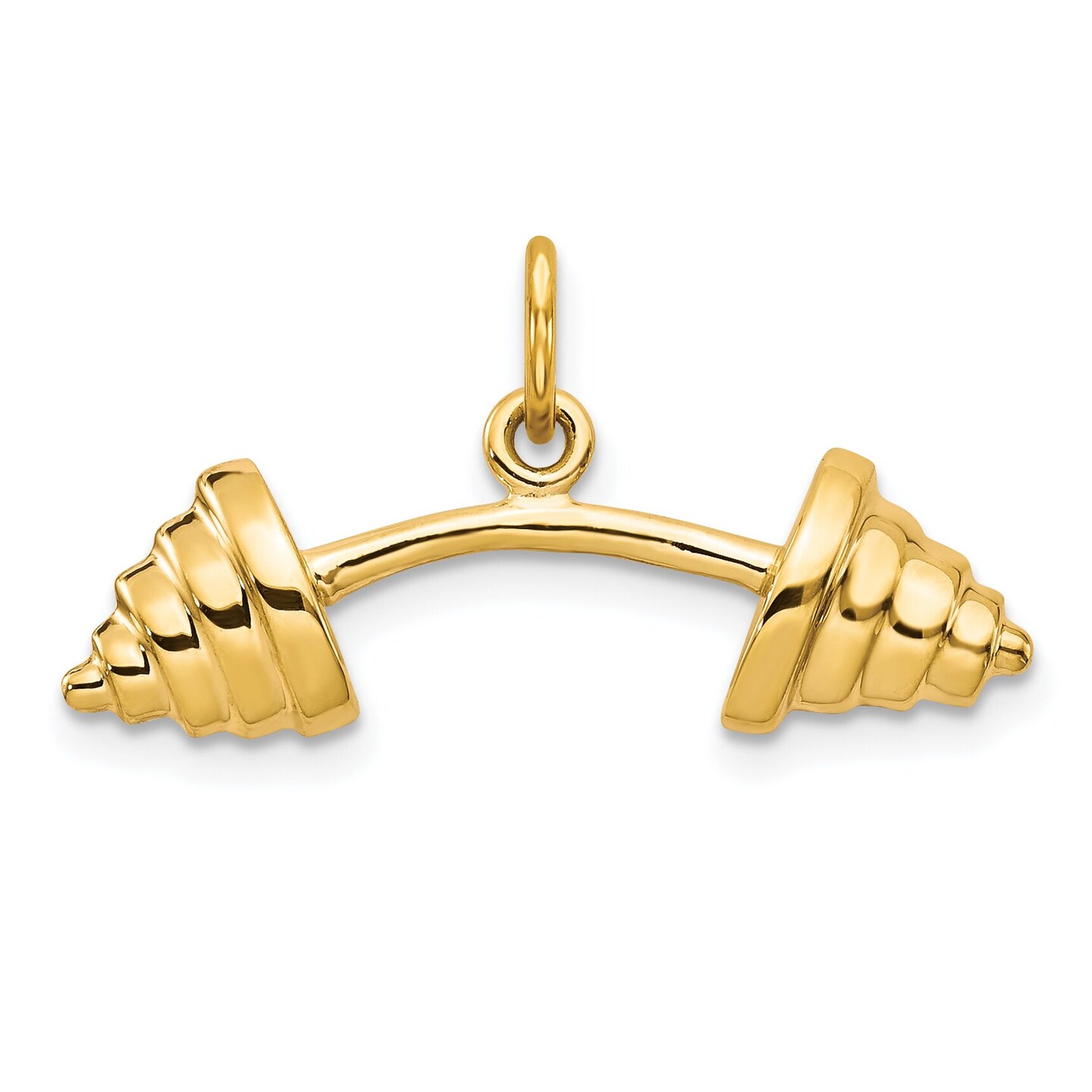 10K Gold Barbell Charm Weightlifting Body Builder New 15 X 26mm Jewerly
