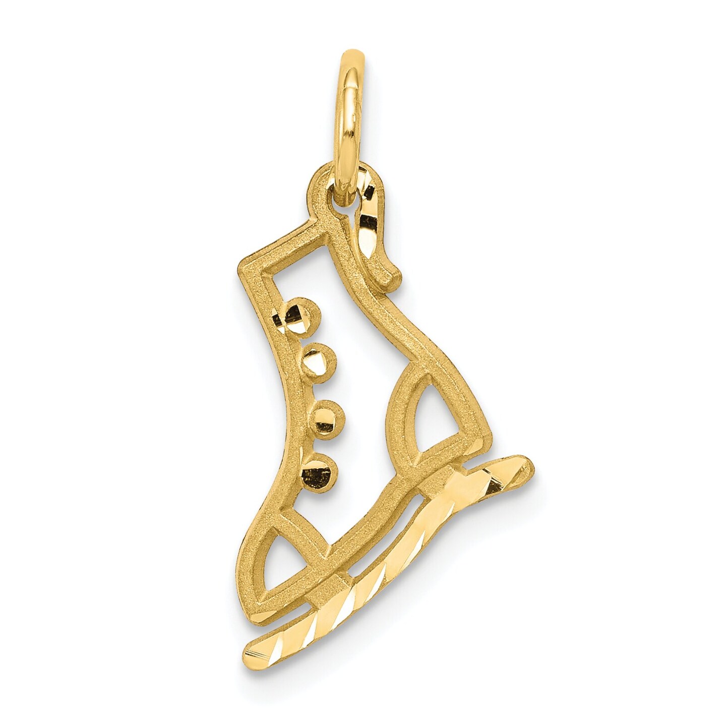 10K Yellow Gold Ice Skate Charm Diamond-Cut Skating 20 X 11mm Jewerly