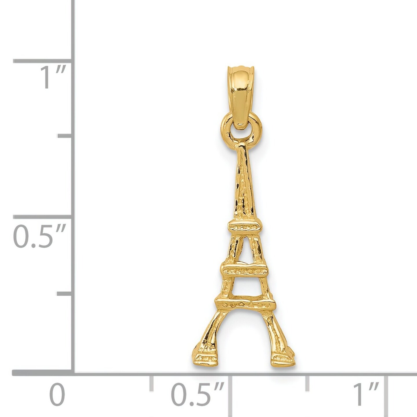14K Gold Eiffel Tower Charm Polished Paris Pendant Jewerly 24mm x 9mm