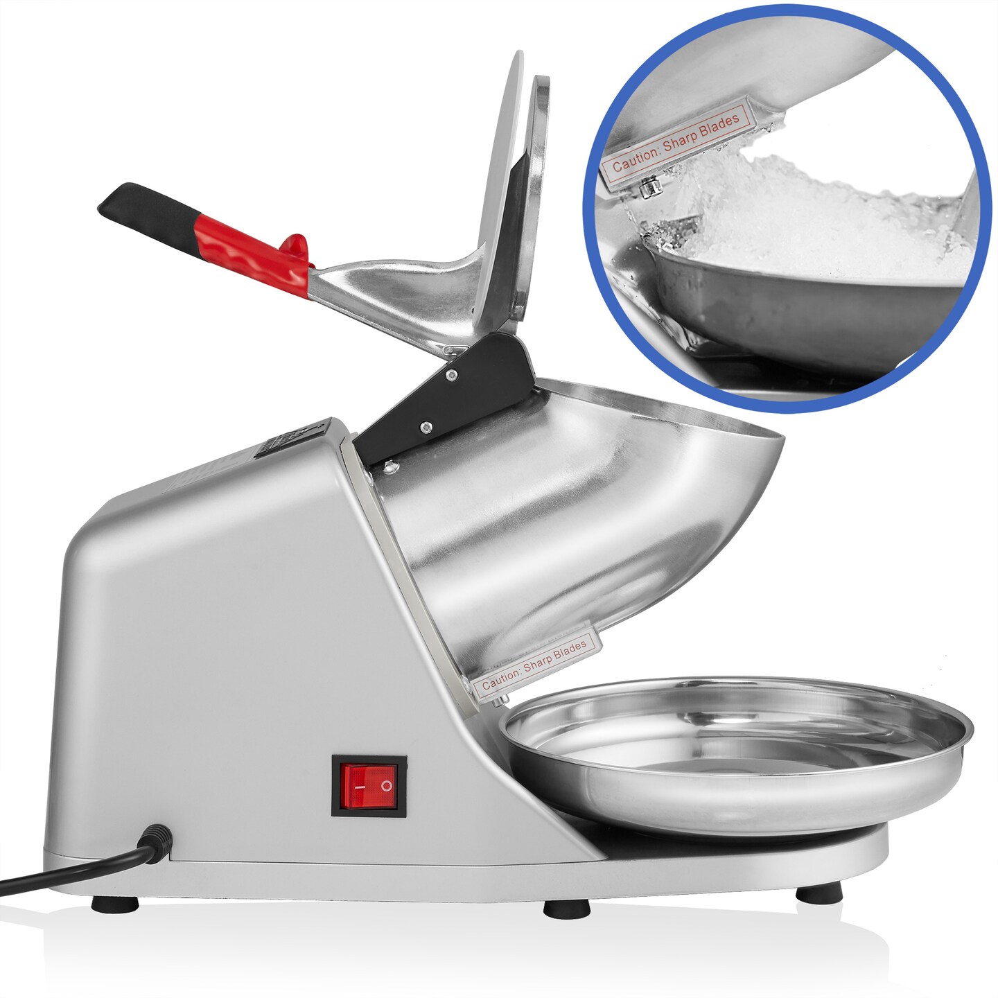 Olde Midway Ice Crusher Machine with Dual Stainless Steel Blades and Scoop, Crushes 180 lbs. per Hour, Commercial Ice Shaver Snow Cone Maker