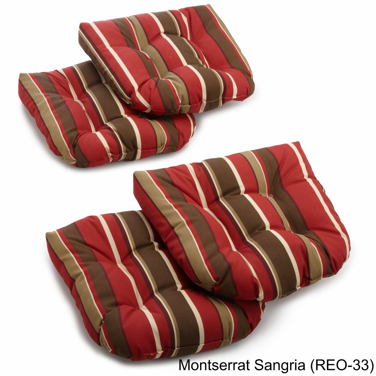 19-inch U-Shaped Spun Polyester Outdoor Tufted Dining Chair Cushions (Set of 4) - Monserrat Sangria