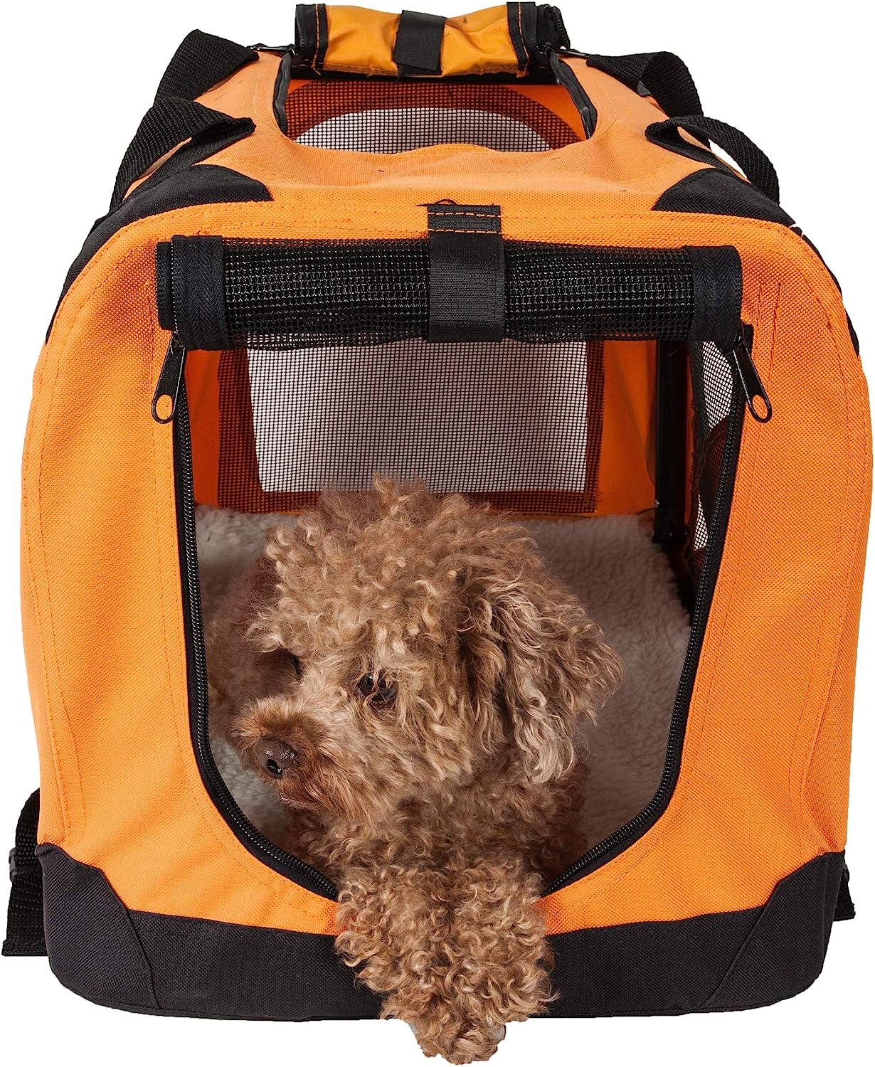 Pet Life Folding Zippered 360° Vista View House Pet Crate Orange-L