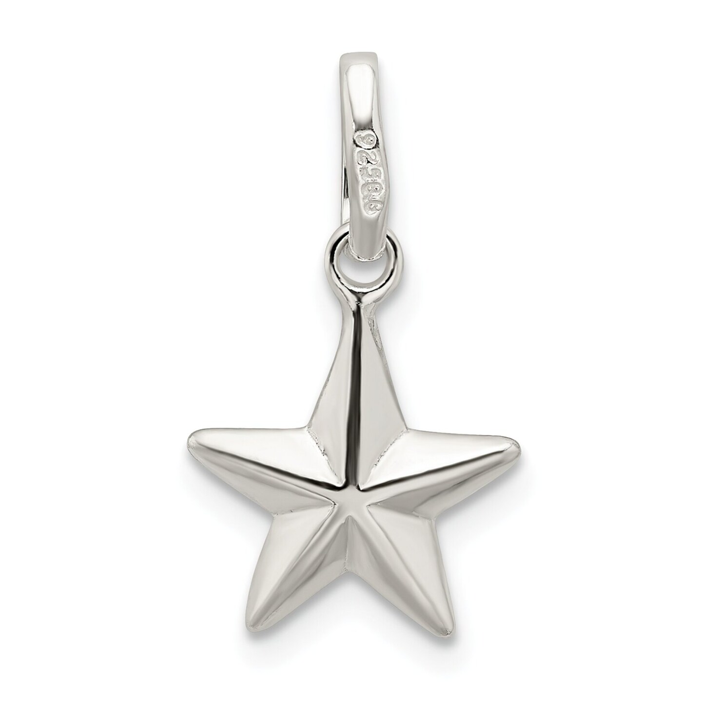 Sterling Silver Star Charm Pendant Celestial Jewelry 18mm x 12mm