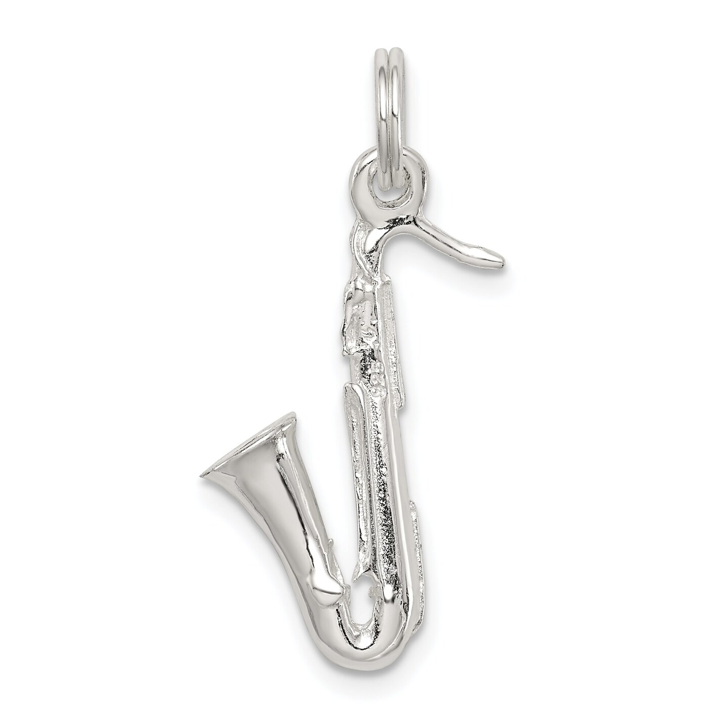 Sterling Silver Saxaphone Charm Music Pendant Jewelry 25mm x 15mm
