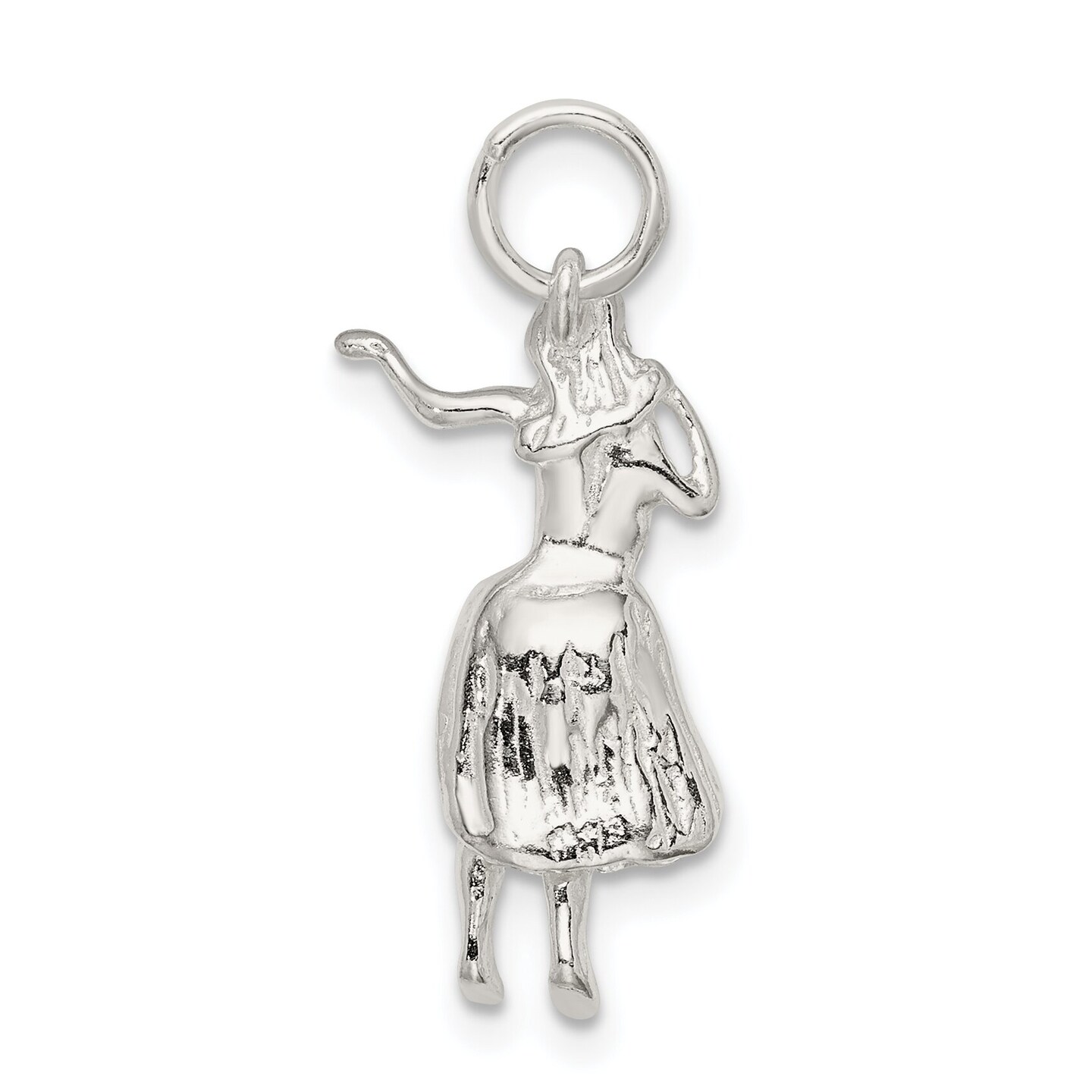 Sterling Silver Hula Dancer Charm Pendant Hawaii