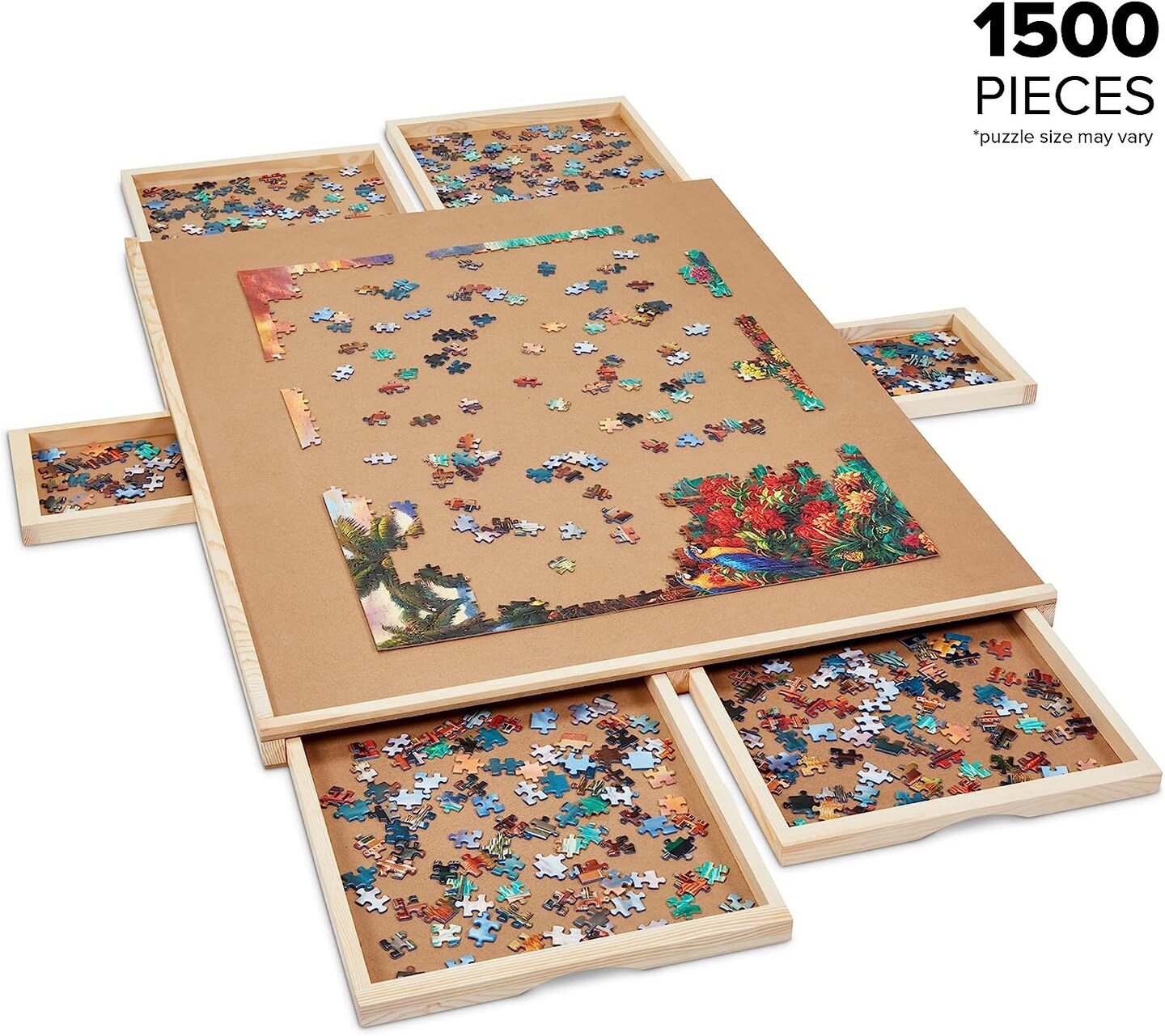 SkyMall 1500 Piece Puzzle Board W/Mat, 27&#x201D; x 35&#x201D; Wooden Jigsaw Puzzle Table