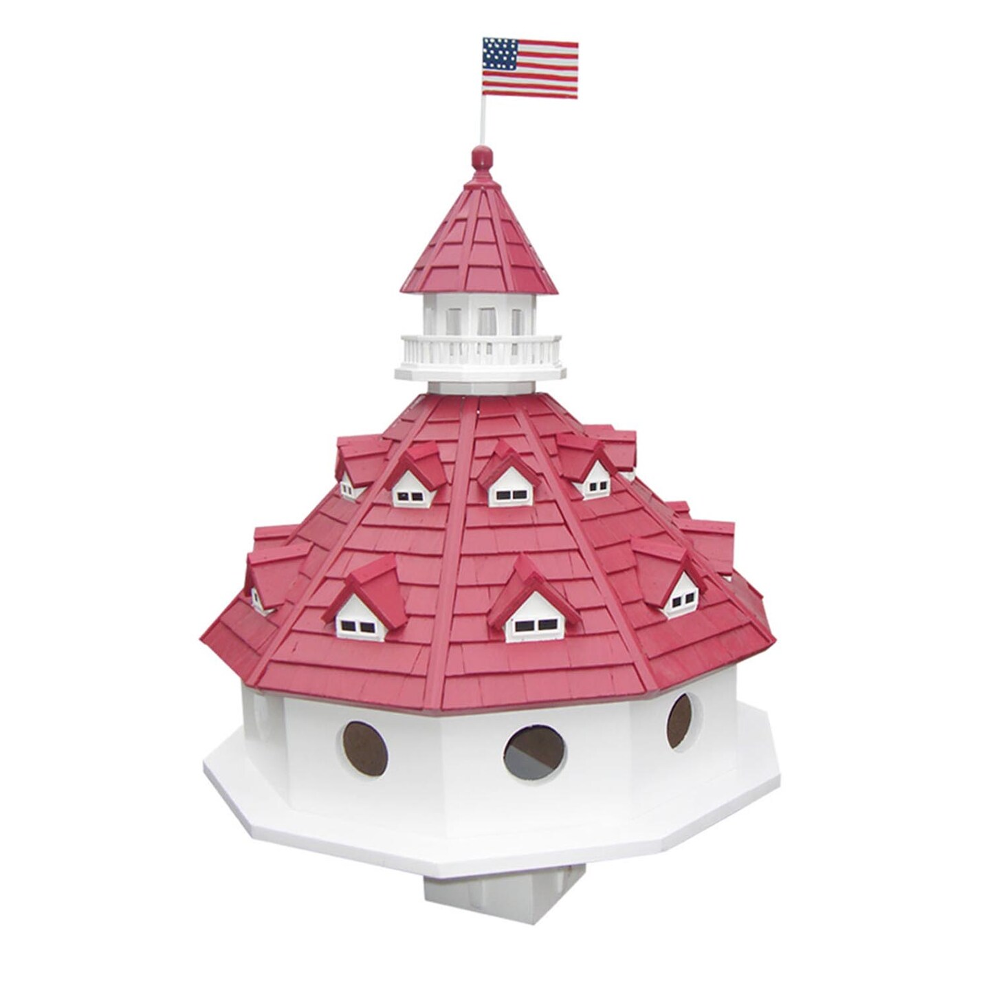 CC Outdoor Living 27&#x22; Red and White Hotel California Purple Martin Post-Mount Wild Birdhouse