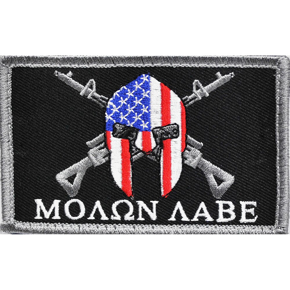 EagleEmblems PM4027V Patch-Molon Labe Crossed Rifles (Velcro) (3-1/2")
