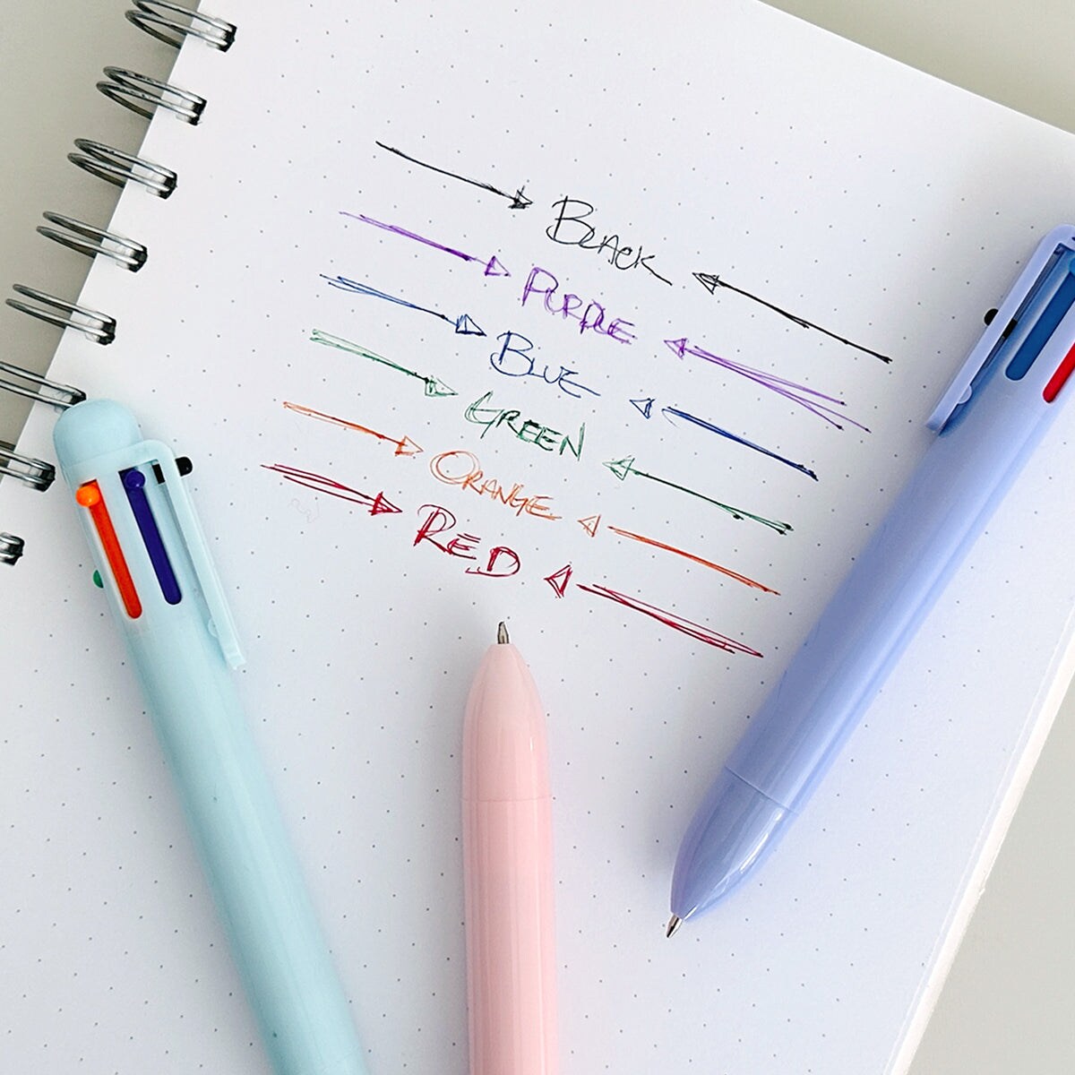 Wrapables Multi-Color 6-in-1 Retractable Ballpoint Pens for Home, Office, Stationery (Set of 8)