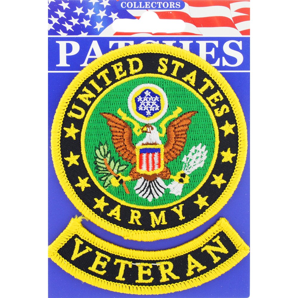 Eagle Emblems Patch-Army Symbol, Veteran (2 PC) (3-5/8