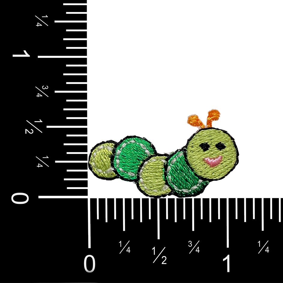 Caterpillar, Miniature Patches, Embroidered, Iron on Patch