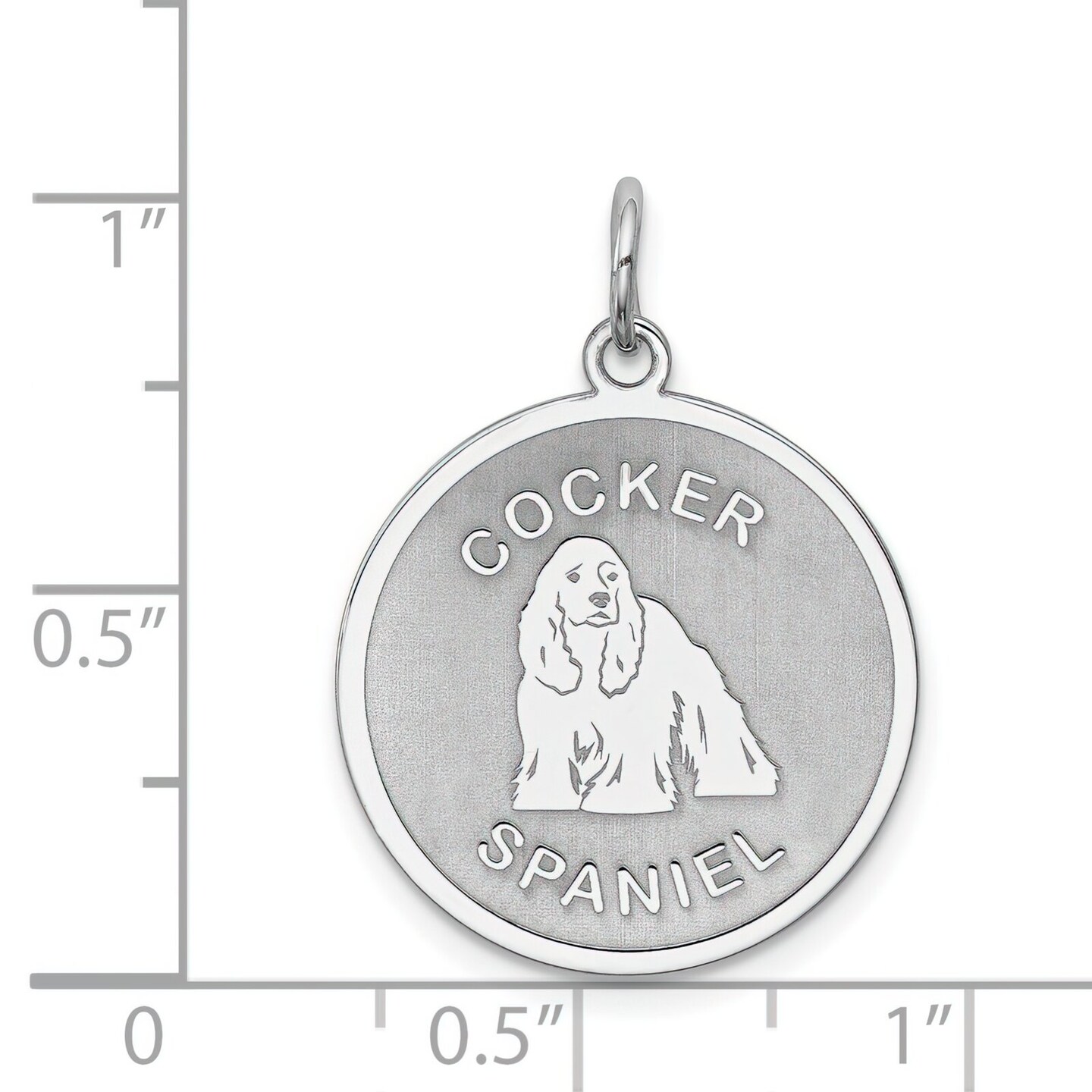 Sterling Silver Cocker Spaniel Disc Charm Pendant Jewerly 26mm x 19mm