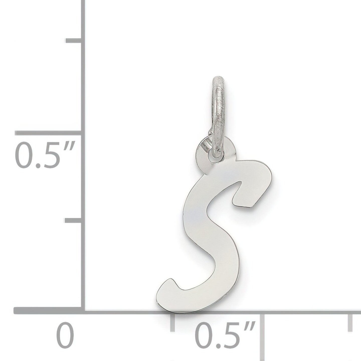 Sterling Silver Small Initial Letter S Charm Pendant Jewerly 19mm x 8mm
