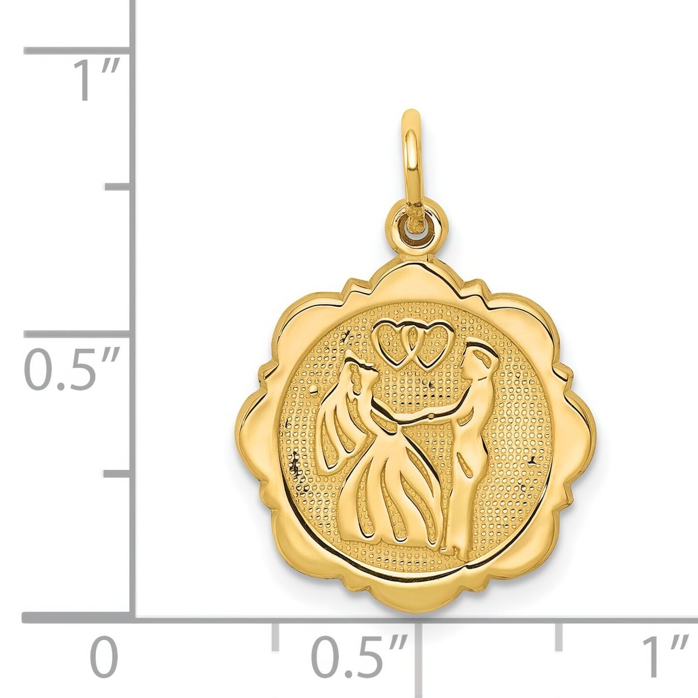 14K Gold Bride &#x26; Groom Charm Wedding Marriage Pendant Jewerly 23mm x 15mm