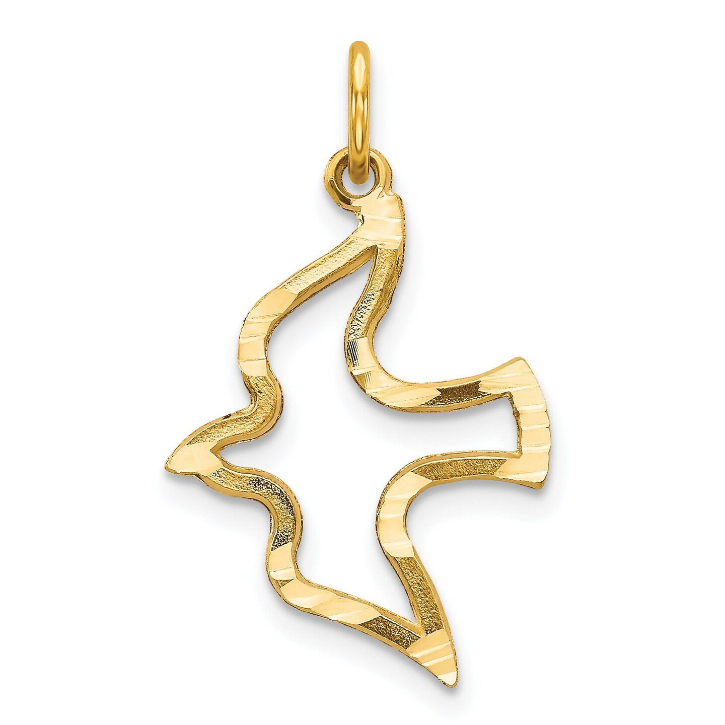 10K Gold Holy Spirit Dove Charm Religious Jewelry 25mm x 16mm