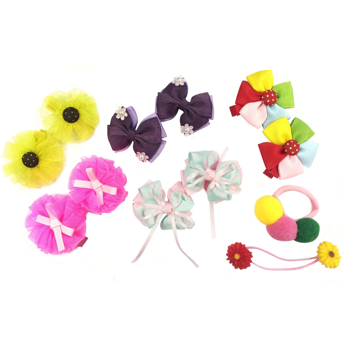 Wrapables Rainbow Flowers and Bows Hair Accessories (Set of 12)