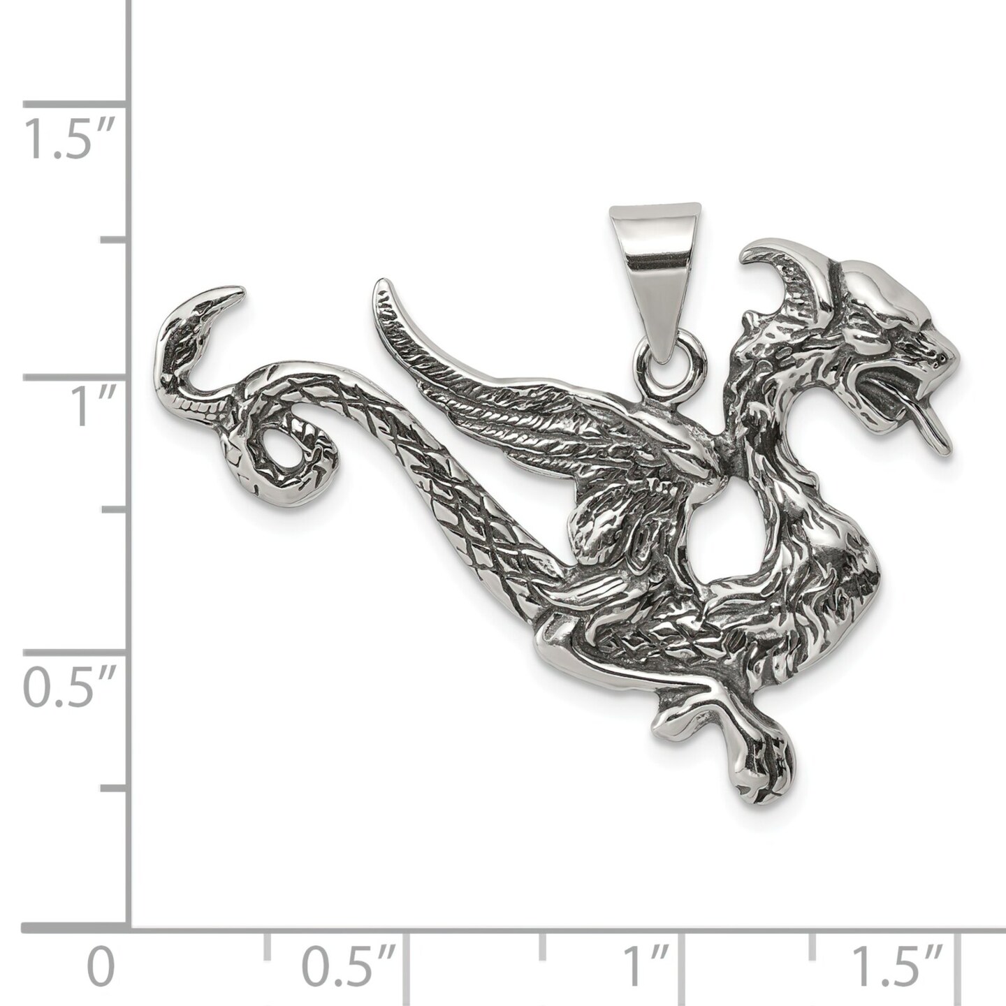 Sterling Silver Dragon Pendant Jewerly 27.8mm x 38.8mm