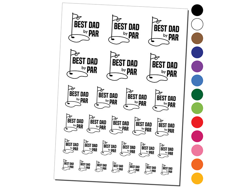 Best Dad by Par Father&#x27;s Day Golf Course Temporary Tattoo Water Resistant Fake Body Art Set Collection