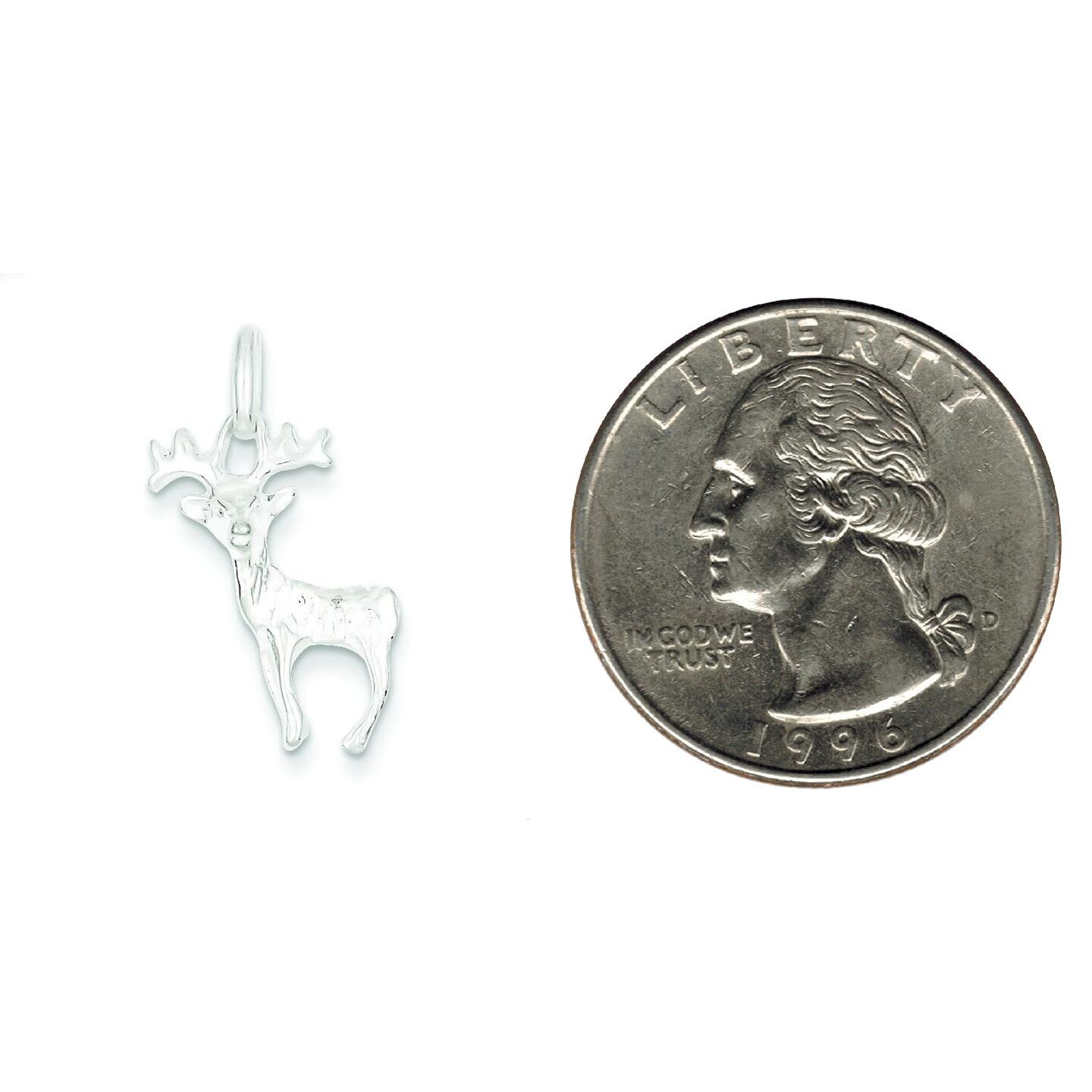 Sterling Silver Deer Charm Pendant Animal Jewelry 22mm x 15mm