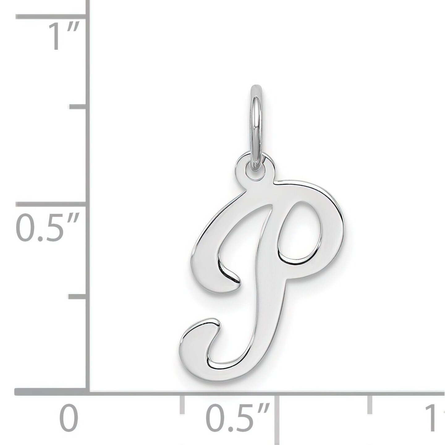 Sterling Silver Stamped Initial Letter P Charm Pendant Jewerly 20mm x 12mm