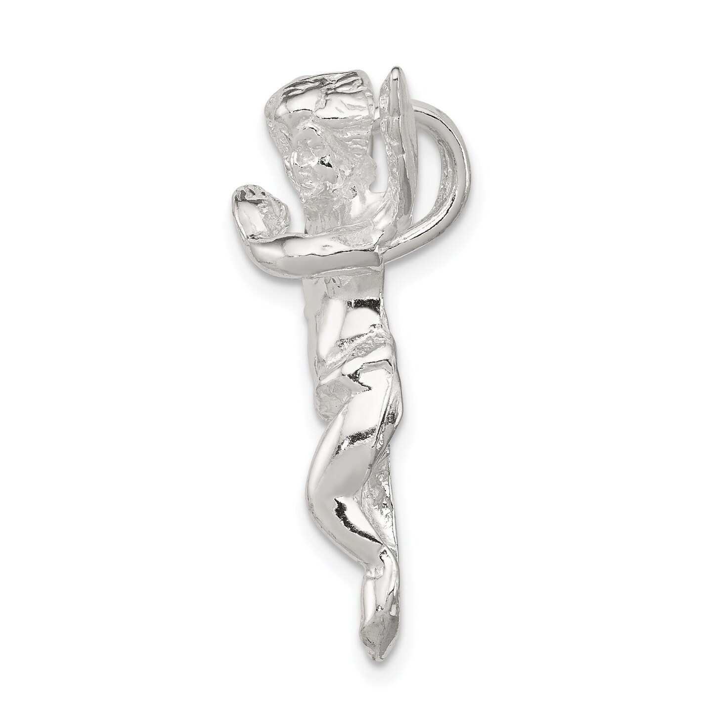 Sterling Silver Guardian Angel Pendant Charm Jewelry 32mm x 24mm