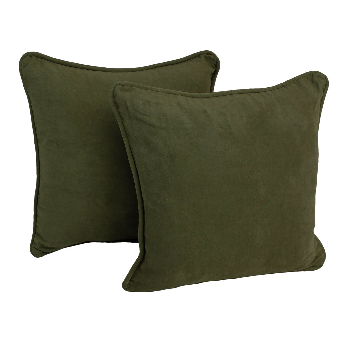18-inch Double-corded Solid Microsuede Square Throw Pillows with Inserts (Set of 2) - Hunter Green