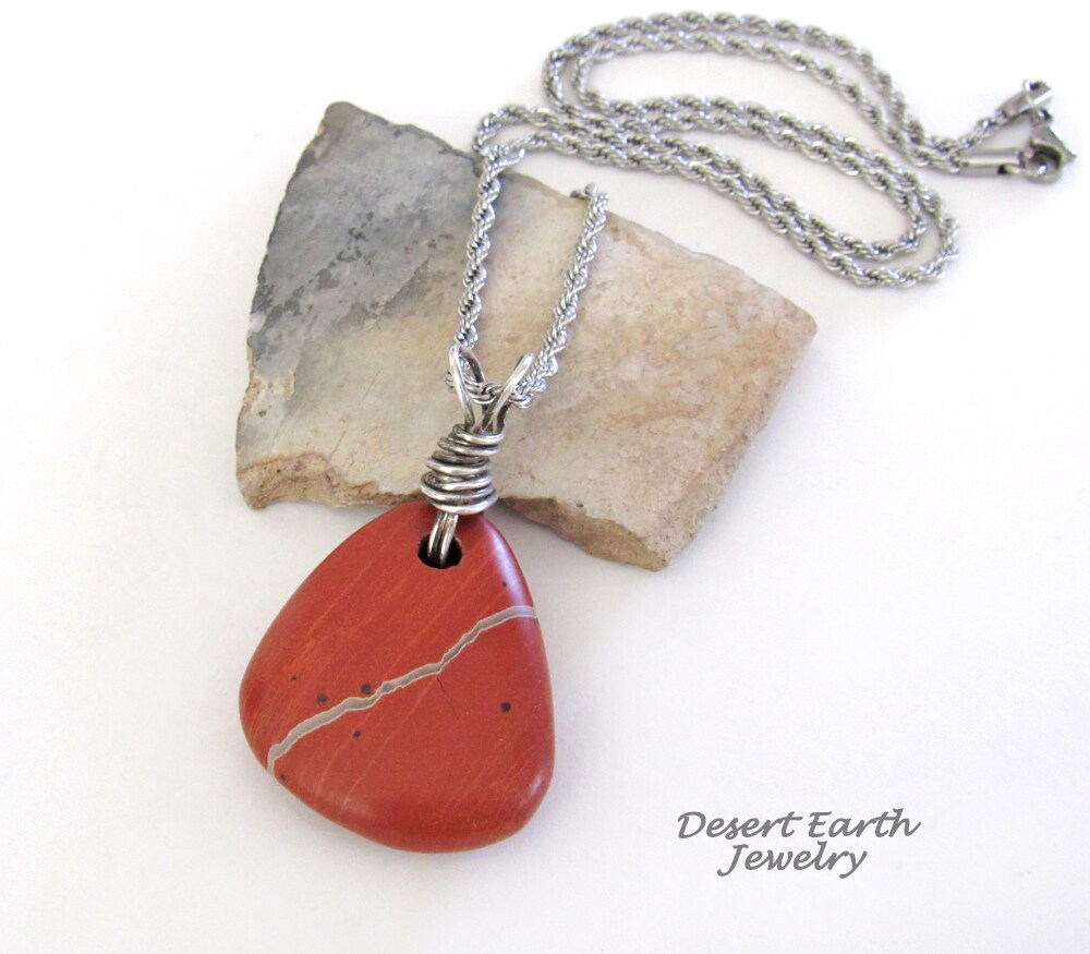 Red Jasper & Moonstone Heart Pendant ~35mm