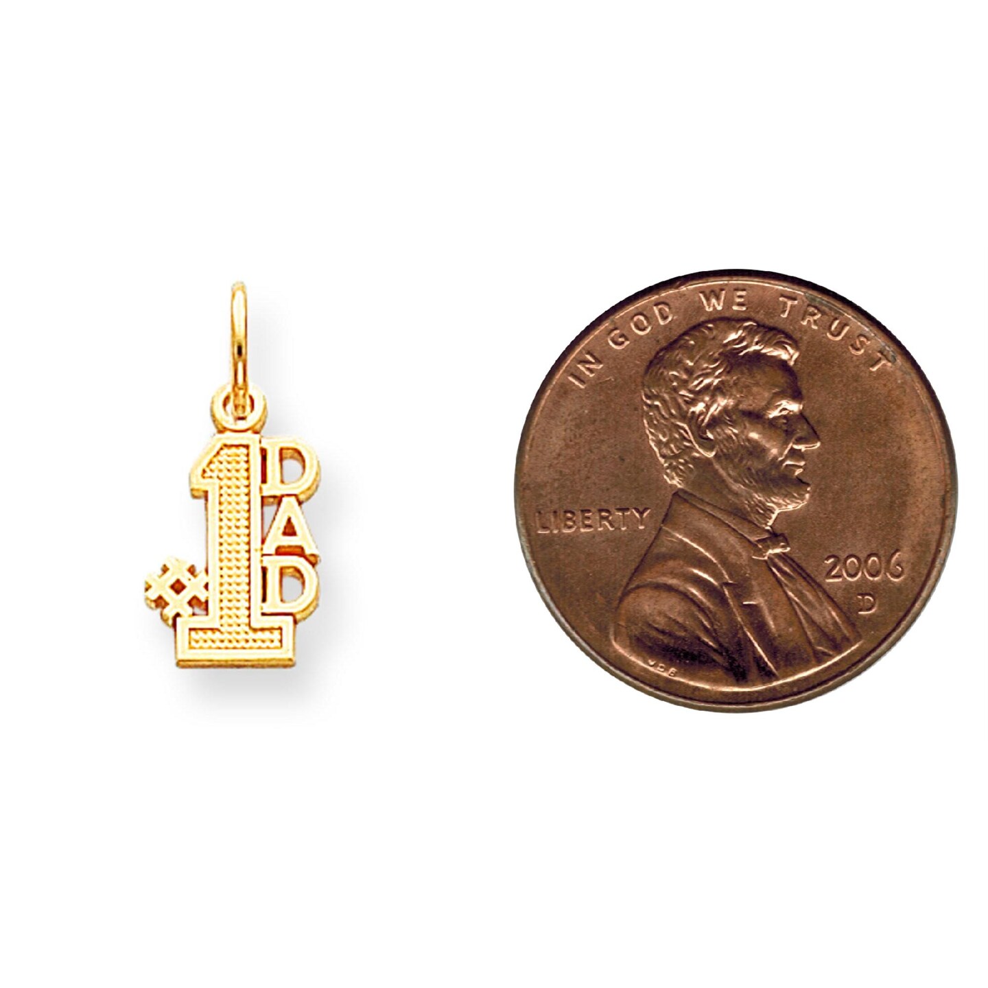Dad Charm 10K Yellow Gold #1 Dad Charm Father Daddy Pendant 15 X 17mm Jewerly