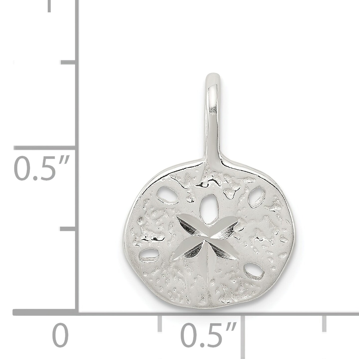 Sterling Silver Sand Dollar Charm Pendant FindingKing Jewerly 19mm x 13mm