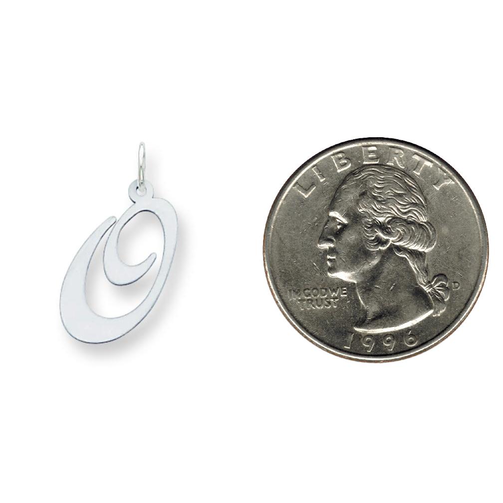 Sterling Silver Large Script Initial Letter O Charm Jewerly 21mm x 17mm
