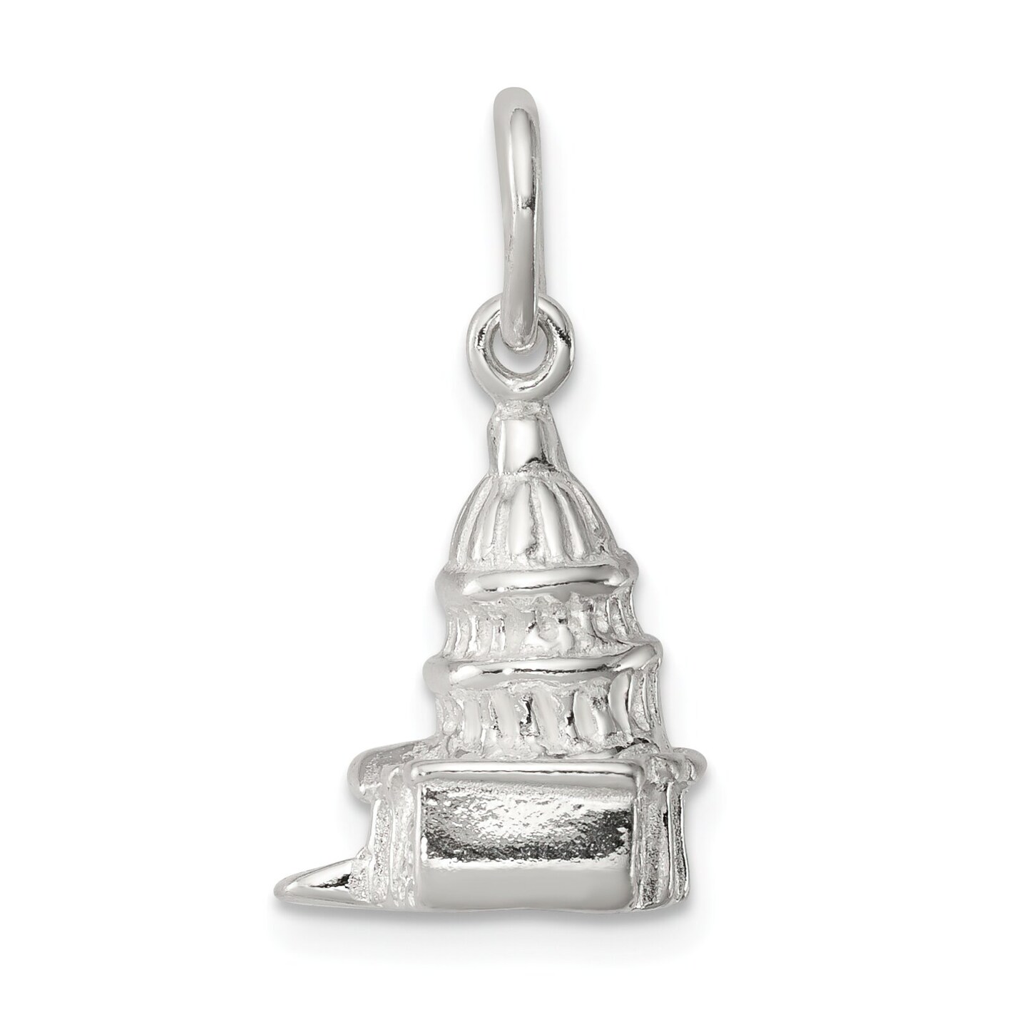 Sterling Silver Capitol Building Charm Pendant Jewelry 23mm x 15mm