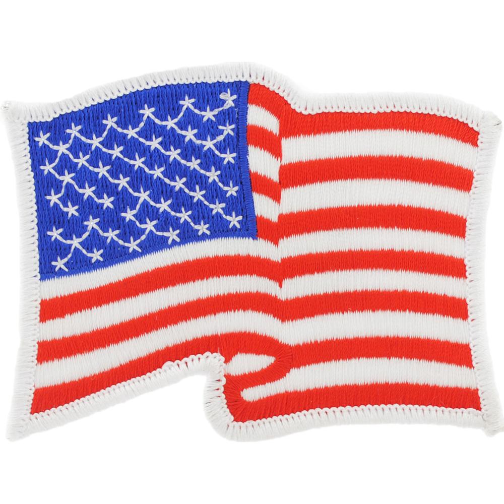 UNITED STATES OF AMERICA FLAG PATCH: Waving White Border