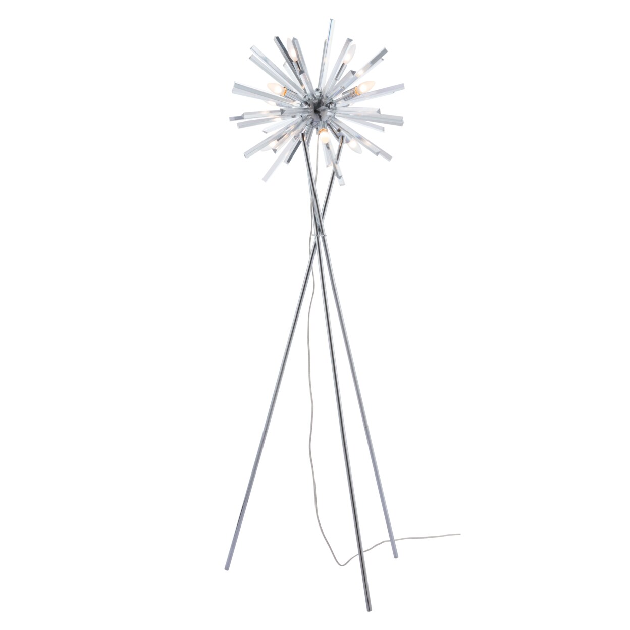 Savoy Floor Lamp Chrome Sputnik Style With Acrylic Rays And Bulbs Included