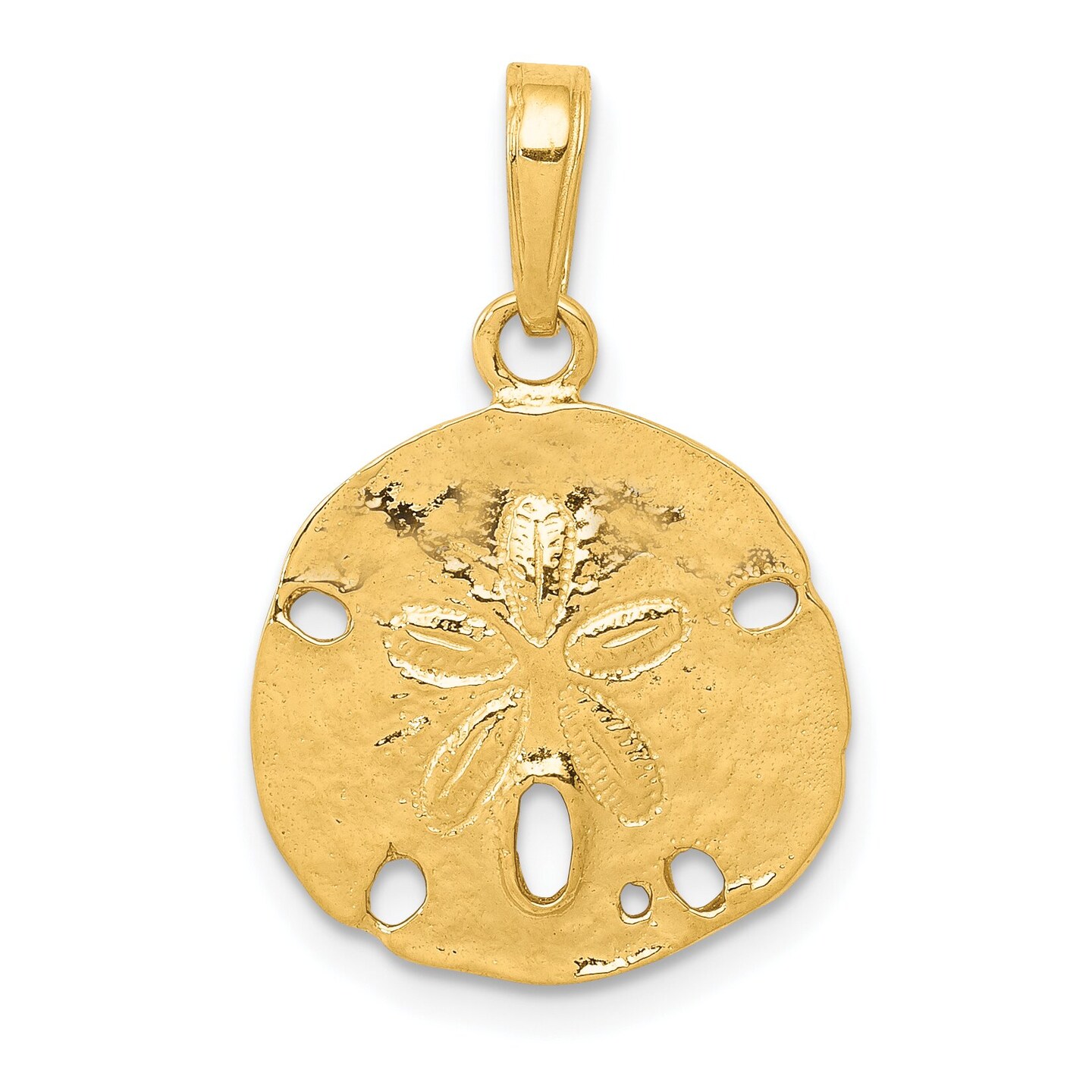 14K Yellow Gold Sand Dollar Charm Ocean Pendant 21mmL X16mmW Approx. 21mm x 16mm