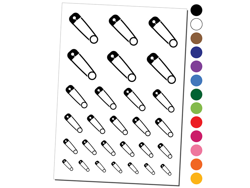 Safety Pin Temporary Tattoo Water Resistant Fake Body Art Set Collection